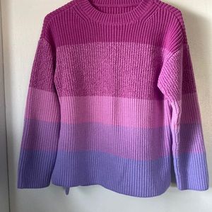 Ann Taylor Orchid to Lavender Ombré Striped Sweater